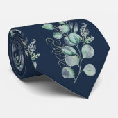 Waterverf Eucalyptus Greenery Pattern Blue Stropdas (Opgerold)