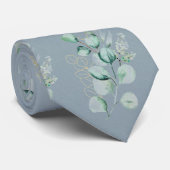 Waterverf Eucalyptus Greenery Pattern Floral Blue Stropdas (Opgerold)