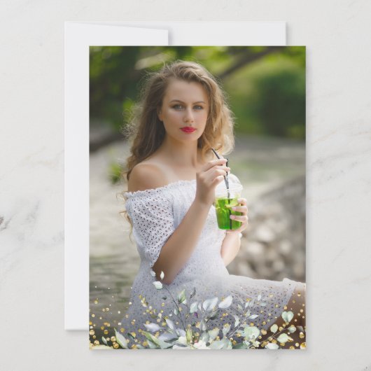 Waterverf Eucalyptus Greenery PHOTO Afstuderen Kaart (Achterkant)