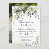 Waterverf Eucalyptus Greenery PHOTO Afstuderen Kaart (Voorkant / Achterkant)