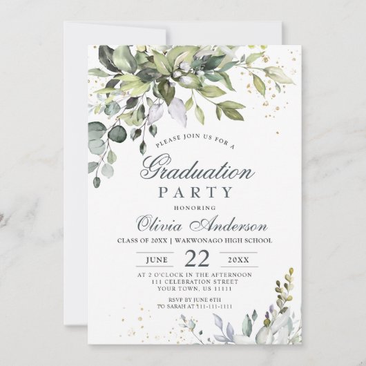 Waterverf Eucalyptus Greenery PHOTO Afstuderen Kaart (Voorkant)