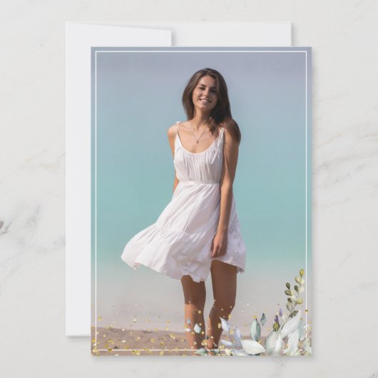 Waterverf Eucalyptus Greenery PHOTO Afstuderen Kaart (Achterkant)