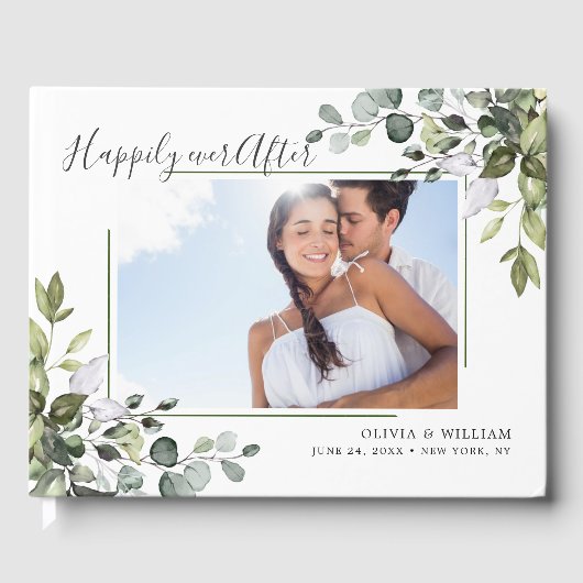 Waterverf Eucalyptus Greenery PHOTO Wedding Gastenboek (Voorkant)