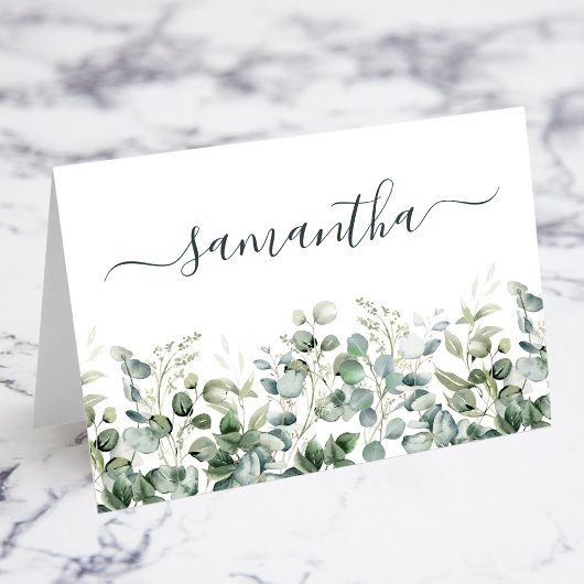 Waterverf Eucalyptus Greenery Place Card Kaart