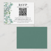 Waterverf Eucalyptus Greenery QR RSVP Weddenschap Informatiekaartje (Voorkant / Achterkant)