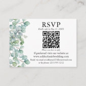 Waterverf Eucalyptus Greenery QR RSVP Weddenschap Informatiekaartje (Voorkant)