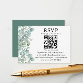 Waterverf Eucalyptus Greenery QR RSVP Weddenschap Informatiekaartje