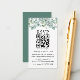 Waterverf Eucalyptus Greenery QR Wedding RSVP Informatiekaartje