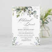 Waterverf Eucalyptus Greenery Rehearsal Dinner in Kaart (Staand voorkant)