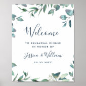 Waterverf Eucalyptus Greenery Rehearsal Dinner Poster (Voorkant)