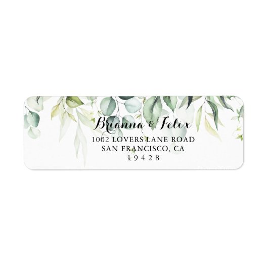 Waterverf Eucalyptus Greenery Return Address  Etiket (Voorkant)