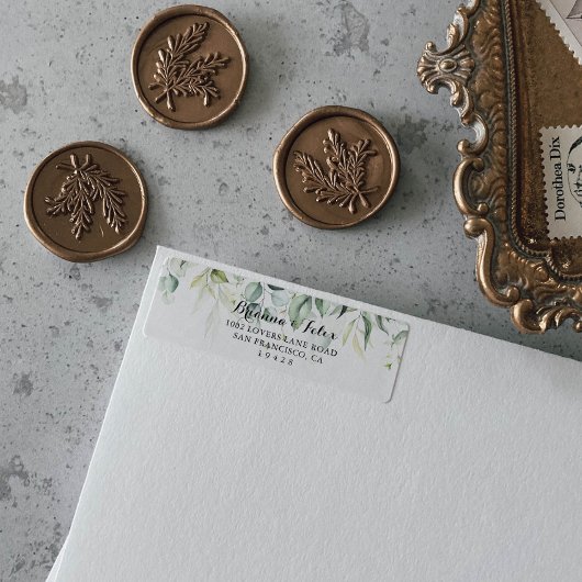 Waterverf Eucalyptus Greenery Return Address Etiket