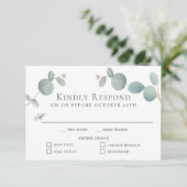 Waterverf Eucalyptus Greenery RSVP met 4 Entrees Kaartje (Staand voorkant)