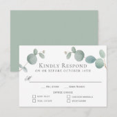 Waterverf Eucalyptus Greenery RSVP met 4 Entrees Kaartje (Voorkant / Achterkant)