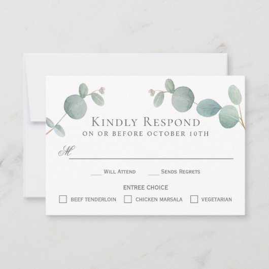 Waterverf Eucalyptus Greenery RSVP met Enbomen (Voorkant)