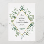 Waterverf Eucalyptus Greenery Save the Date Folie Uitnodiging (Voorkant)