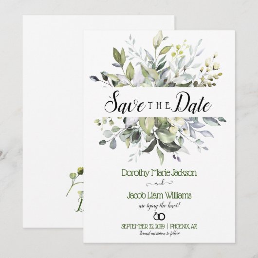 Waterverf Eucalyptus Greenery Save the Date Kaart (Voorkant / Achterkant)