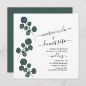 Waterverf Eucalyptus Greenery Script Weddenschap Kaart (Voorkant / Achterkant)