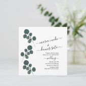 Waterverf Eucalyptus Greenery Script Weddenschap Kaart (Staand voorkant)