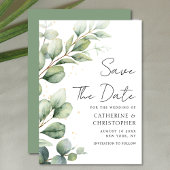 Waterverf Eucalyptus Greenery Script Weddenschap Save The Date