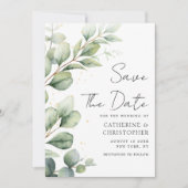 Waterverf Eucalyptus Greenery Script Weddenschap Save The Date (Voorkant)