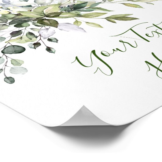 Waterverf Eucalyptus Greenery Sign Poster (Hoek)