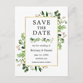 Waterverf Eucalyptus Greenery slaat de datum op Briefkaart