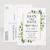 Waterverf Eucalyptus Greenery slaat de datum op Briefkaart (Voorkant / Achterkant)