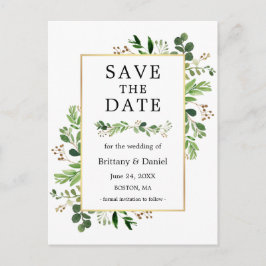 Waterverf Eucalyptus Greenery slaat de datum op Briefkaart