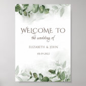 Waterverf Eucalyptus Greenery slaat de datum op Poster (Voorkant)