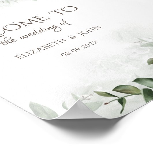 Waterverf Eucalyptus Greenery slaat de datum op Poster (Hoek)