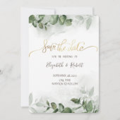 Waterverf Eucalyptus Greenery slaat de datum op Save The Date (Voorkant)