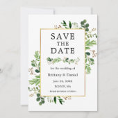 Waterverf Eucalyptus Greenery sparen de Datum Kaar Save The Date (Voorkant)