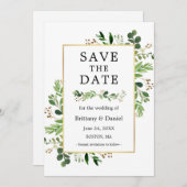 Waterverf Eucalyptus Greenery sparen de Datum Kaar Save The Date (Voorkant / Achterkant)