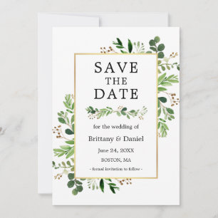 Waterverf Eucalyptus Greenery sparen de Datum Kaar Save The Date