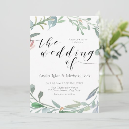 Waterverf Eucalyptus Greenery Spring Wedding Kaart (Staand voorkant)