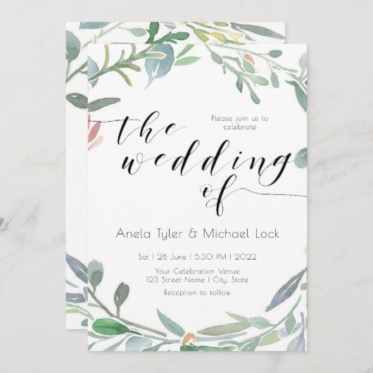 Waterverf Eucalyptus Greenery Spring Wedding Kaart (Voorkant / Achterkant)