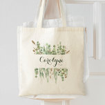 Waterverf Eucalyptus Greenery  Tote Bag<br><div class="desc">Met de groengroene hand schilderde waterverf met de groenachtige afbeelding met faux goudglitter accenten. Eenvoudig aan te passen met uw douanenaam of een tekst.</div>