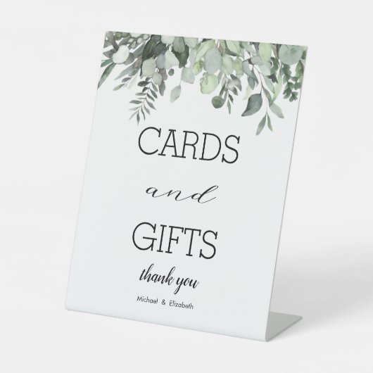 Waterverf Eucalyptus Greenery Trouwkaarten Geschen Reclamebord Met Voetstuk (Voorkant)