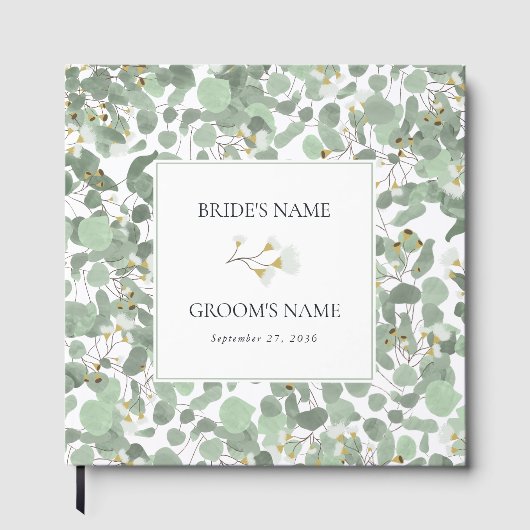 Waterverf Eucalyptus Greenery Trouwroute Gastenboek (Voorkant)
