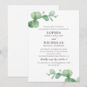 Waterverf eucalyptus. Greenery verlovingsfeest Kaart (Voorkant / Achterkant)