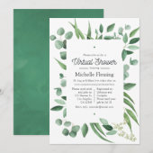 Waterverf Eucalyptus Greenery Virtual Shower Kaart (Voorkant / Achterkant)