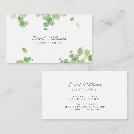 Waterverf Eucalyptus Greenery Visitekaartje (Voorkant / Achterkant)