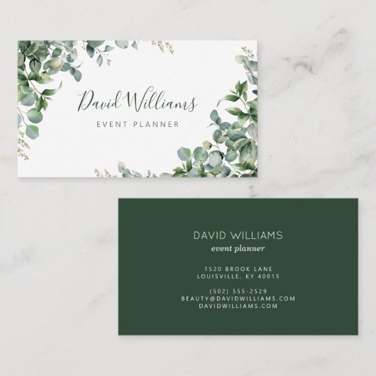 Waterverf Eucalyptus Greenery Visitekaartje (Voorkant / Achterkant)