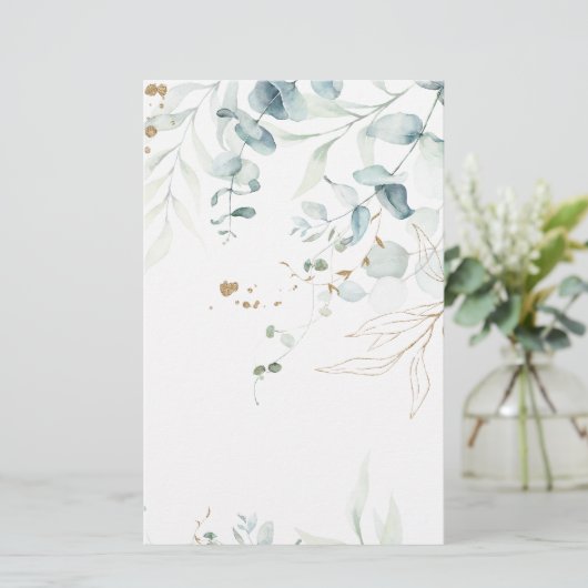 Waterverf Eucalyptus Greenery voor blanco papier (Staand voorkant)