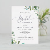 Waterverf Eucalyptus Greenery Vrijgezellenfeest Folie Uitnodiging (Staand Voorkant)