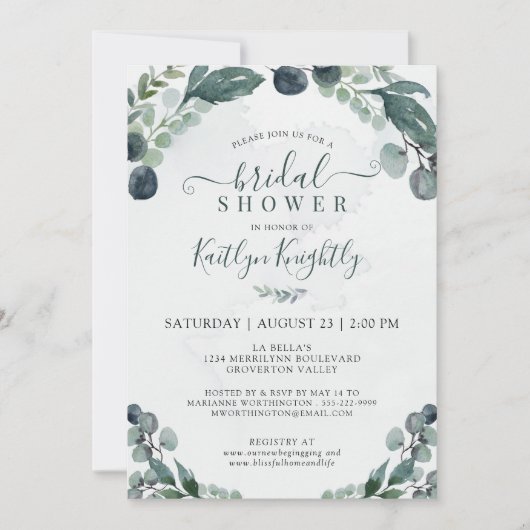 Waterverf Eucalyptus Greenery Vrijgezellenfeest Kaart (Voorkant)