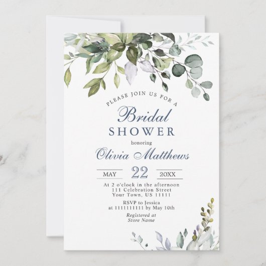 Waterverf Eucalyptus Greenery Vrijgezellenfeest Kaart (Voorkant)