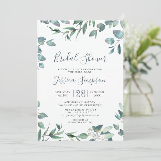 Waterverf Eucalyptus Greenery Vrijgezellenfeest Kaart (Staand voorkant)