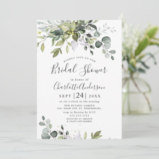 Waterverf Eucalyptus Greenery Vrijgezellenfeest Kaart (Staand voorkant)